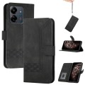 For Xiaomi Redmi 13C Cubic Skin Feel Flip Leather Phone Case(Black)