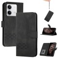 For Xiaomi Redmi Note 13 4G Cubic Skin Feel Flip Leather Phone Case(Black)