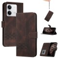 For Xiaomi Redmi Note 13 4G Cubic Skin Feel Flip Leather Phone Case(Brown)
