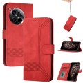 Cubic Skin Feel Flip Leather Phone Case For OnePlus 12(Red)