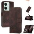 Cubic Skin Feel Flip Leather Phone Case For OnePlus Ace 2V(Brown)