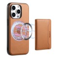 For iPhone 15 Pro Max Denior Cowhide Texture Leather MagSafe Detachable Wallet Phone Case(Khaki)