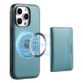 For iPhone 15 Pro Denior Cowhide Texture Leather MagSafe Detachable Wallet Phone Case(Blue)