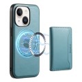 For iPhone 14 Plus Denior Cowhide Texture Leather MagSafe Detachable Wallet Phone Case(Blue)