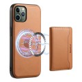 For iPhone 11 Pro Denior Cowhide Texture Leather MagSafe Detachable Wallet Phone Case(Khaki)