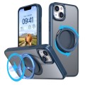 For iPhone 14 360-degree Rotating MagSafe Magnetic Holder Phone Case(Navy Blue)