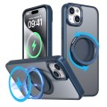 For iPhone 15 360-degree Rotating MagSafe Magnetic Holder Phone Case(Navy Blue)