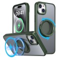 For iPhone 15 360-degree Rotating MagSafe Magnetic Holder Phone Case(Green)