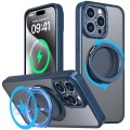 For iPhone 15 Pro Max 360-degree Rotating MagSafe Magnetic Holder Phone Case(Navy Blue)