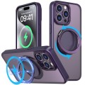 For iPhone 15 Pro Max 360-degree Rotating MagSafe Magnetic Holder Phone Case(Purple)