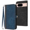 For Google Pixel 8a Side Buckle Double Fold Hand Strap Leather Phone Case(Royal Blue)
