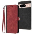 For Google Pixel 8a Side Buckle Double Fold Hand Strap Leather Phone Case(Red)