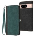 For Google Pixel 8a Side Buckle Double Fold Hand Strap Leather Phone Case(Dark Green)