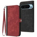 For Google Pixel 9 Pro Side Buckle Double Fold Hand Strap Leather Phone Case(Red)