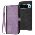 For Google Pixel 9 Pro Side Buckle Double Fold Hand Strap Leather Phone Case(Purple)