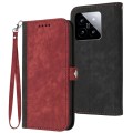 For Xiaomi 14 Side Buckle Double Fold Hand Strap Leather Phone Case(Red)