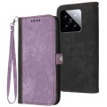 For Xiaomi 14 Side Buckle Double Fold Hand Strap Leather Phone Case(Purple)