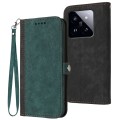 For Xiaomi 14 Pro Side Buckle Double Fold Hand Strap Leather Phone Case(Dark Green)