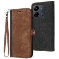 For Xiaomi Redmi 13C Side Buckle Double Fold Hand Strap Leather Phone Case(Brown)