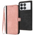 For Xiaomi Redmi K70 Side Buckle Double Fold Hand Strap Leather Phone Case(Pink)