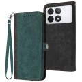 For Xiaomi Redmi K70E Side Buckle Double Fold Hand Strap Leather Phone Case(Dark Green)