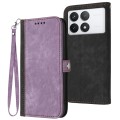 For Xiaomi Redmi K70E Side Buckle Double Fold Hand Strap Leather Phone Case(Purple)