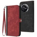 For OnePlus 12 Side Buckle Double Fold Hand Strap Leather Phone Case(Red)