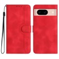 For Google Pixel 8a Heart Pattern Skin Feel Leather Phone Case(Red)