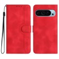 For Google Pixel 9 Pro Heart Pattern Skin Feel Leather Phone Case(Red)