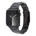 For Apple Watch SE 2023 44mm Three-Bead Stainless Steel Watch Band(Black)