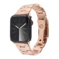 For Apple Watch Series 9 41mm Three-Bead Stainless Steel Watch Band(Rose Gold)