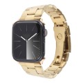 For Apple Watch Ultra 49mm Three-Bead Stainless Steel Watch Band(Gold)