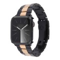 For Apple Watch Series 8 41mm Three-Bead Stainless Steel Watch Band(Black Rose Gold)