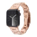 For Apple Watch Series 3 38mm Three-Bead Stainless Steel Watch Band(Rose Gold)