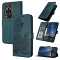 For Huawei Enjoy 70 Datura Flower Embossed Flip Leather Phone Case(Dark Green)