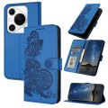 For Huawei Pura 70 Pro/70 Pro+ Datura Flower Embossed Flip Leather Phone Case(Blue)
