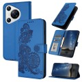 For Huawei Pura 70 Datura Flower Embossed Flip Leather Phone Case(Blue)