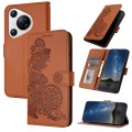 For Huawei Pura 70 Datura Flower Embossed Flip Leather Phone Case(Brown)