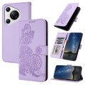 For Huawei Pura 70 Datura Flower Embossed Flip Leather Phone Case(Purple)