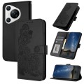 For Huawei Pura 70 Datura Flower Embossed Flip Leather Phone Case(Black)