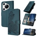 For Huawei Pura 70 Datura Flower Embossed Flip Leather Phone Case(Dark Green)