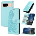 For Google Pixel 8a Datura Flower Embossed Flip Leather Phone Case(Light blue)
