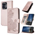 For Honor 100 Datura Flower Embossed Flip Leather Phone Case(Rose Gold)