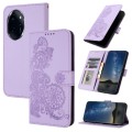 For Honor 100 Pro Datura Flower Embossed Flip Leather Phone Case(Purple)