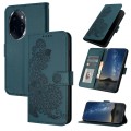 For Honor 100 Pro Datura Flower Embossed Flip Leather Phone Case(Dark Green)