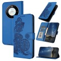 For Honor X50 / X9b Datura Flower Embossed Flip Leather Phone Case(Blue)