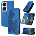 For Honor X7b Datura Flower Embossed Flip Leather Phone Case(Blue)