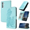For Samsung Galaxy A35 Datura Flower Embossed Flip Leather Phone Case(Light blue)