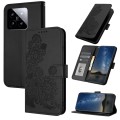 For Xiaomi 14 Datura Flower Embossed Flip Leather Phone Case(Black)