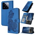 For Xiaomi 14 Pro Datura Flower Embossed Flip Leather Phone Case(Blue)